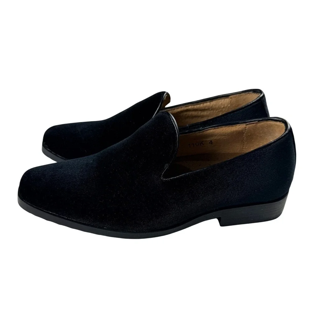 Easy Strider Boys Black Velvet‎ Loafers Smoking Slippers Size 4 Style 110
